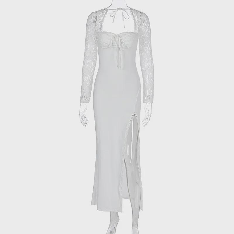 Женское сексуальное платье на шнуровке с разрезом, осень 2024 г.