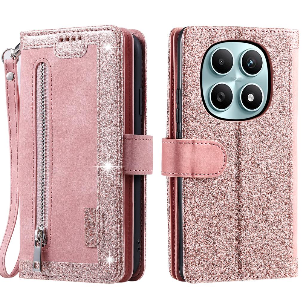 Для Xiaomi Redmi Note 15 4G (Глобальный) Чехол 9 отделений для карт Кошелек на молнии Чехол для телефона из ПУ кожи с ремешком на запястье