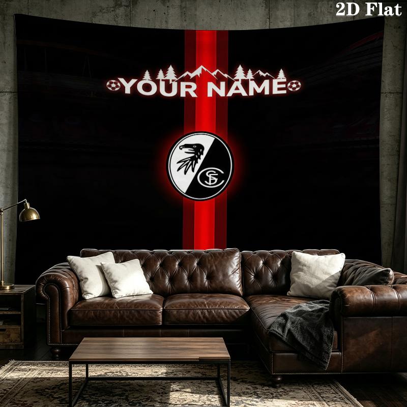 Custom Name SC Freiburg Printed Tapestry – Wall Hanging for Bedrooms, Dorms, and Home Decor
