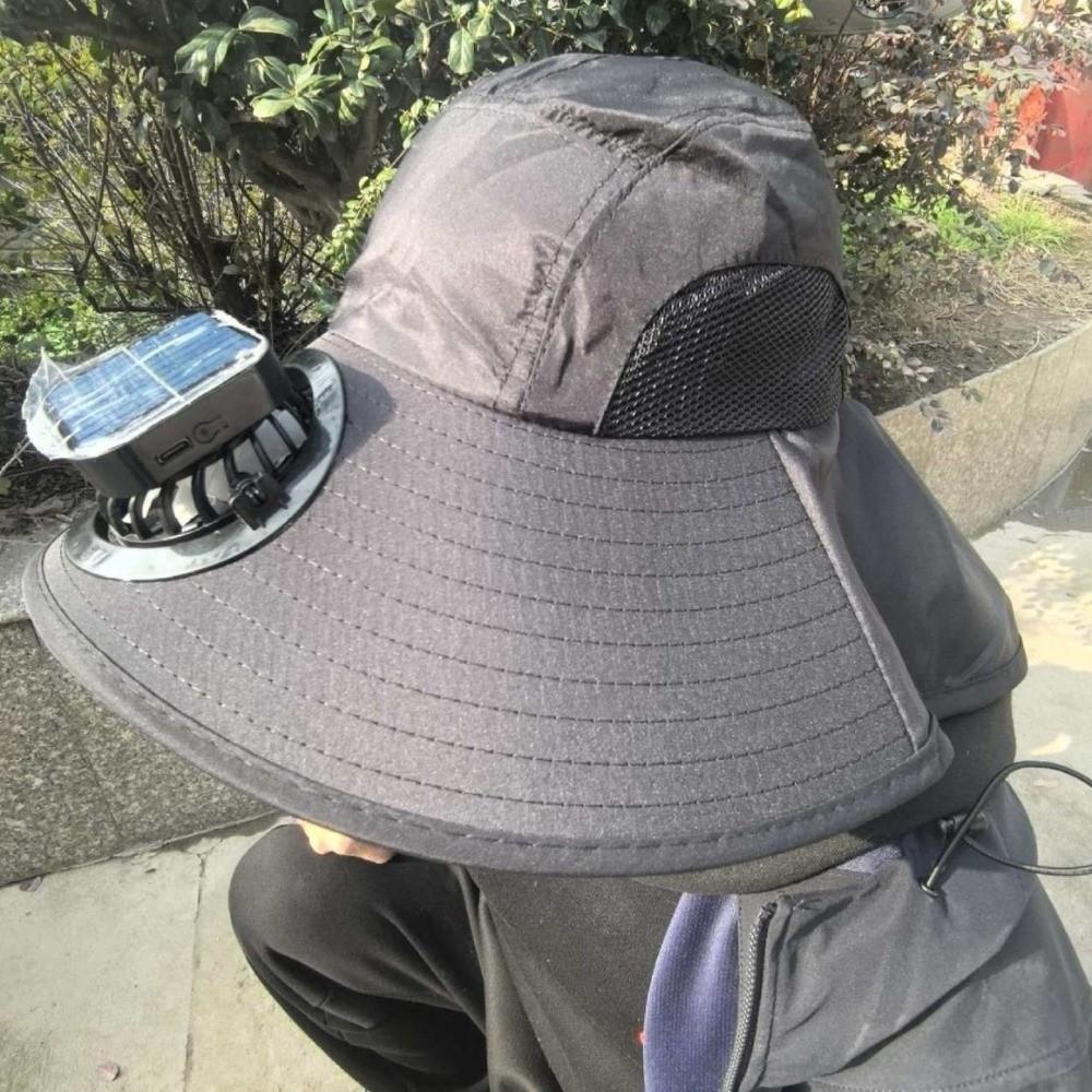 Breathable Solar Fan Hat Strong Wind Summer Fan Visor Cap Convenient Fishing Bucket Hat  Hiking