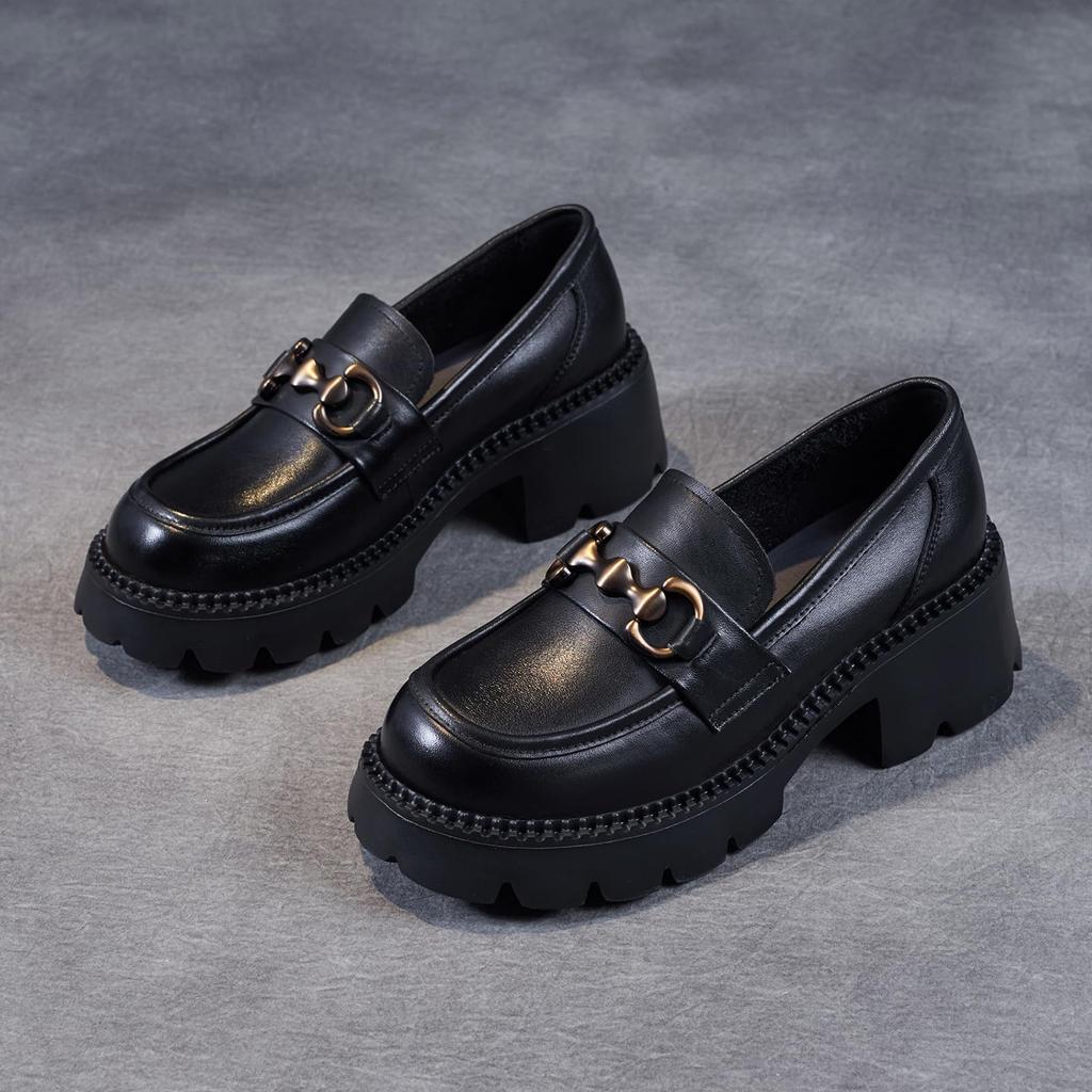 Подлинные толстые толстые высокие красивые легкие кожаные [ZUYEE] женские мокасины, кожа, каблук, подошва, усилитель, ноги, для поездок на работу, в школу, для прогулок, обувь,