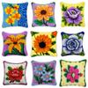 Flowers Series Embroidery Latch Hook Pillow Knotted Stitch Hand Hooks Knitted Embroidery Kit Smyrna Carpet Latch Hook Rug Kits