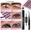Segmented Multi-Hair Glue Tweezers Set, Natural Thick False Eyelashes C-Song Single Cluster Eyelashes