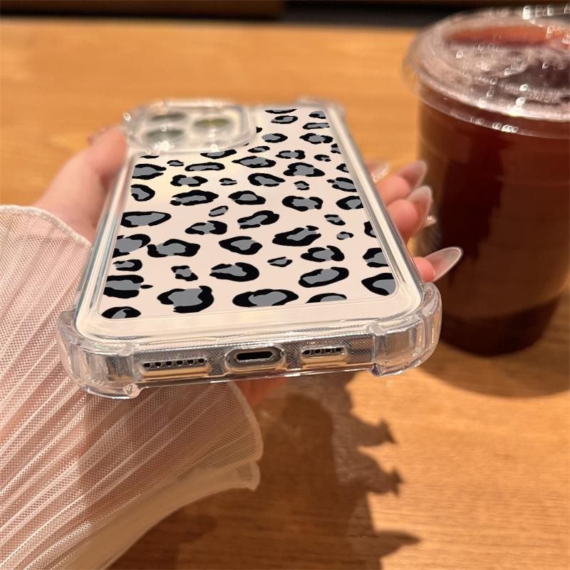 Прозрачный чехол для телефона с леопардовым принтом для iPhone 16 15 14 13 12 11 Pro Max 7 8 16 Plus X XR XS Max Силиконовый прозрачный мягкий чехол из ТПУ