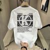 Мужская футболка Harajuku Fashion Graphic с принтом Kpop Letter Print Casual Summer с короткими рукавами и круглым вырезом в стиле хип-хоп, черные рубашки, топы, уличная одежда