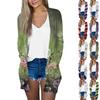 Ladies' Fashionable Casual Retro Floral Print Long Sleeved Mid To Long Cardigan Jacket