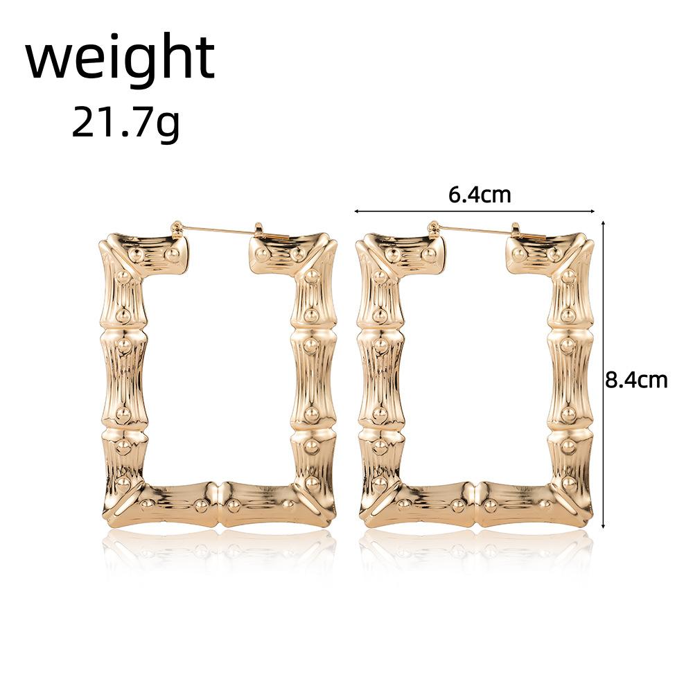 Exaggerated Gold Big Circle Hiphop Hip-Hop Earrings, Earrings, Oversized Bamboo Earrings.