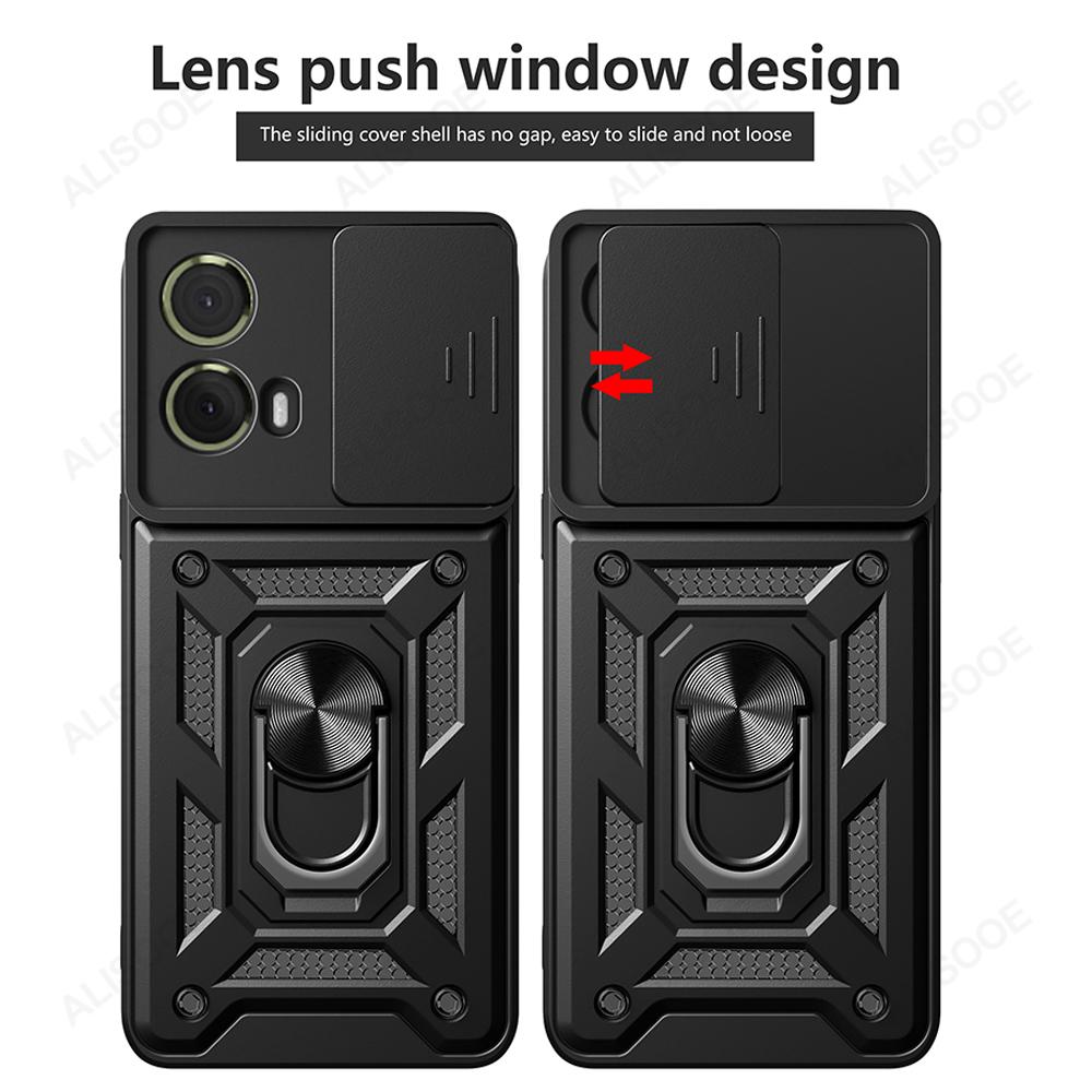 Чехол Armor Funda для Motorola G85, защитный чехол с выдвижным объективом и кольцом для камеры, защитная задняя крышка для Motorola moto S50 Neo G85 G84 Capa