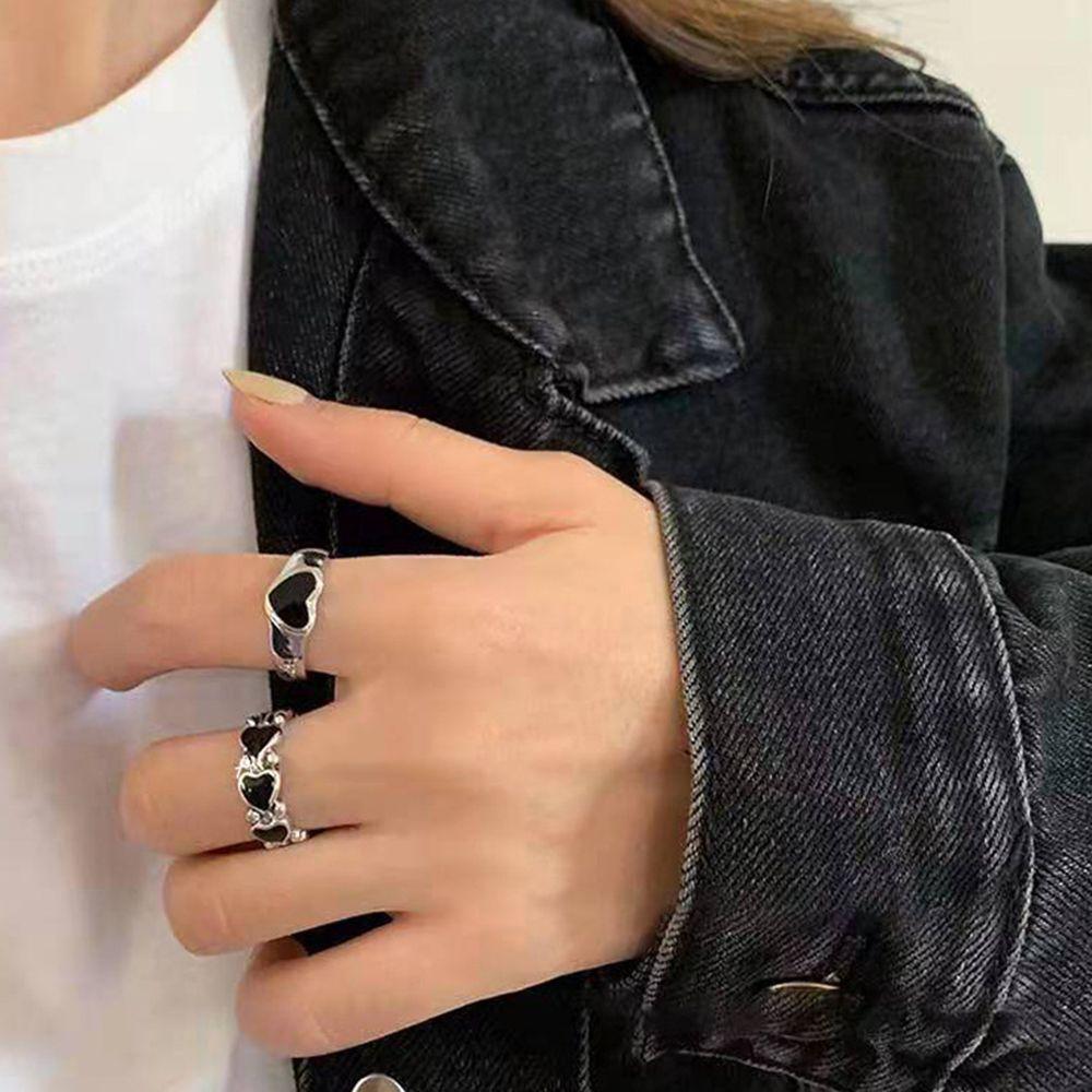 Jewelry Gifts Index Finger Ring Heart Stackable Rings Heart Chain Ring Korean Style Women Rings