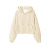 Women's Gray Hooded Zipper Cardigan - Long-Sleeve Sweater Jacket for Spring and Autumn
