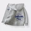 Boys Spring Autumn Hoodie with Zipper California Fashion Jacket Children Long Sleeve Sweatshirt Polyester Coats 5-13T
