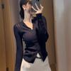Petite, Elegant, Figure-hugging, Long-sleeved Lace Sweater for Women's Autumn and Winter, A Versatile Knitted Sweater for Hot Girls
