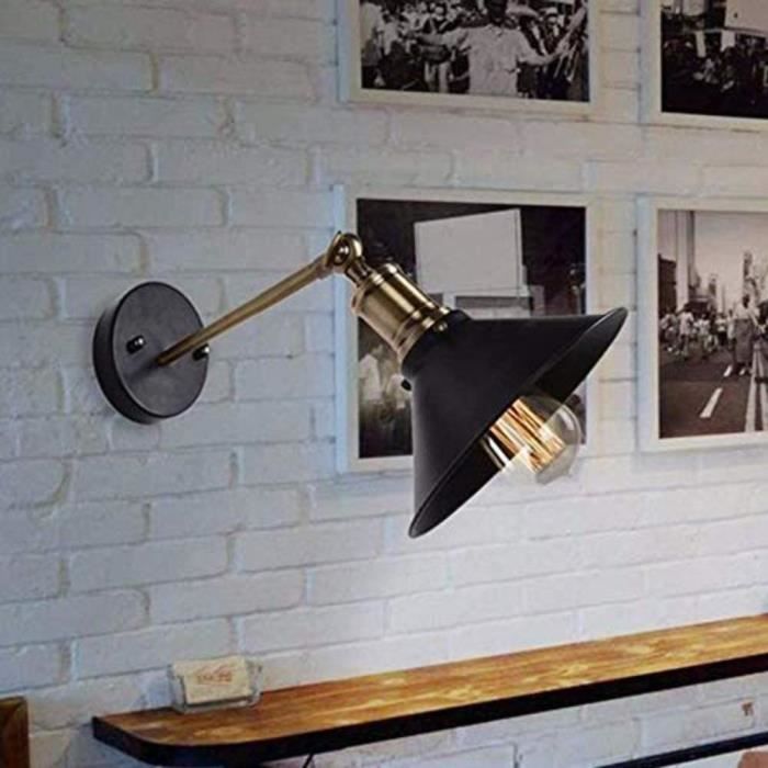 Applique Murale - Goeco - Vintage Industrielle - Réglable - Métal Noir - Luminaire Rétro