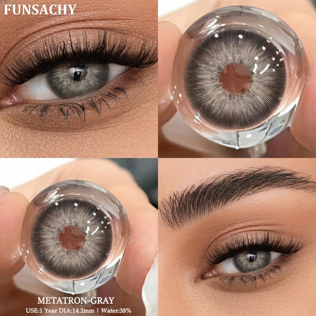 FUNSACHY 1 пара контактных линз натурального цвета для глаз, косметические цветные линзы, коричневые контактные линзы, ежегодные косметические цветные линзы для глаз