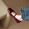 With Heel Elegant Party Women's Flat Shoes Leather Casual Square Toe French Style Spring Young Beau Today Chic Ladies Footwear