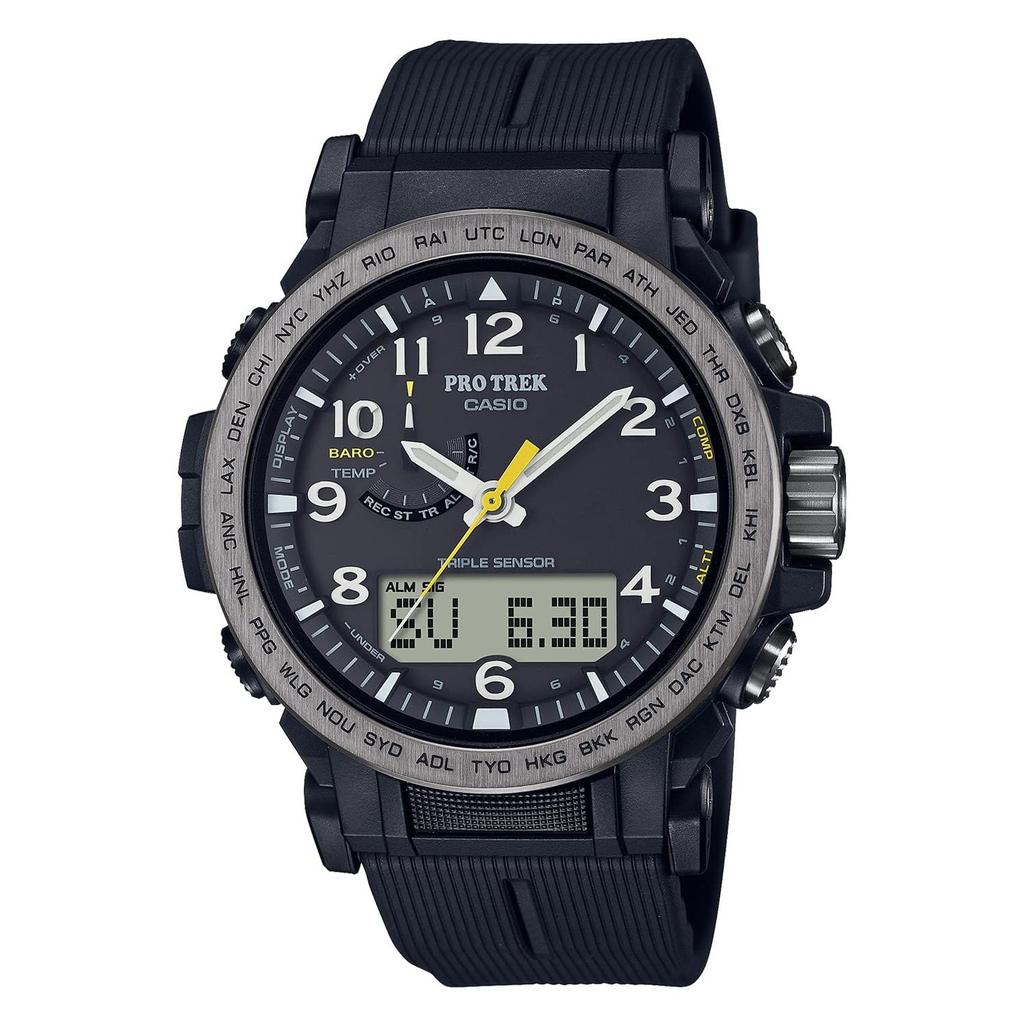 Наручные часы Casio Pro Trek Оригинальный продукт для внутреннего рынка Линейка Climber Радиоуправляемые Солнечные Биомассовый пластик PRW-51Y-1JF Мужские Черные