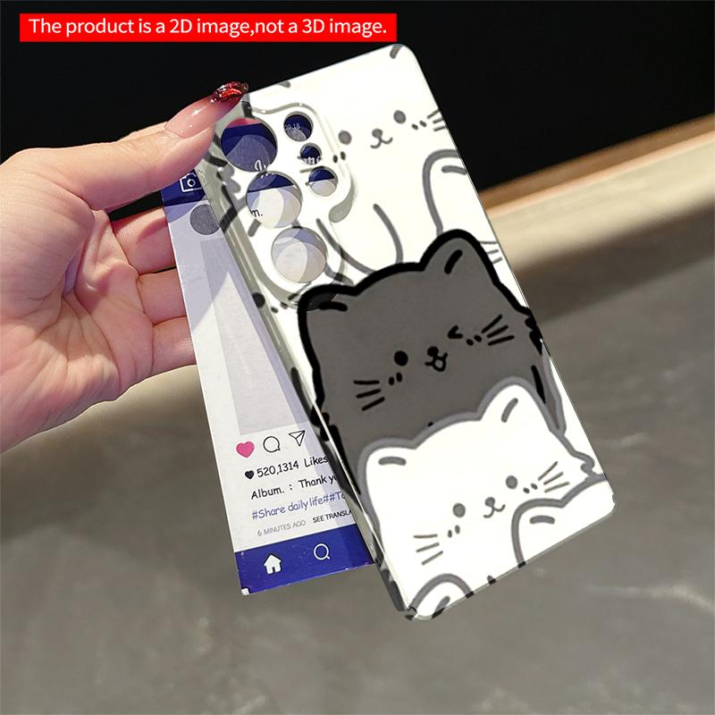 2DFlat Samsung phone case Cute Cat Pattern Phone Case Applicable to Galaxy S23 S24 S25ULTRA S26 A12 A14 A15 A16 A54 A55