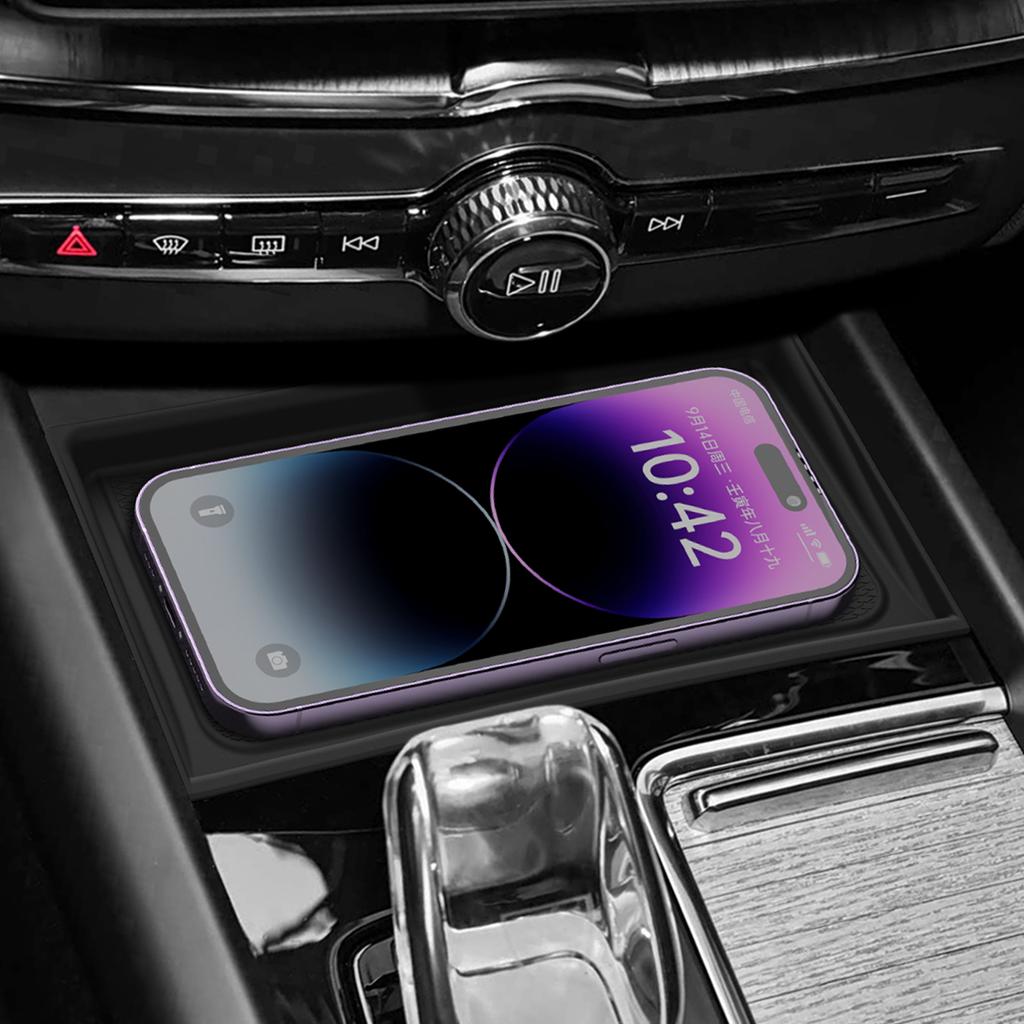 Для Volvo XC60 2026 Силиконовый коврик для беспроводной зарядки телефона Противоскользящий Защитный коврик от грязи Аксессуары для интерьера автомобиля Черный