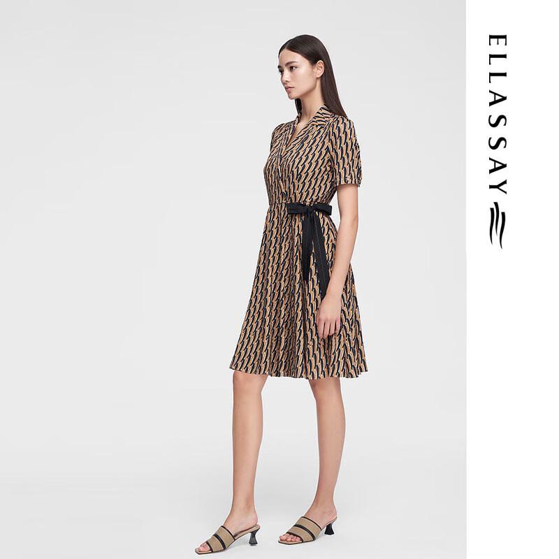 ELLASSAY Spring Floral Geometric Retro Tea Dress