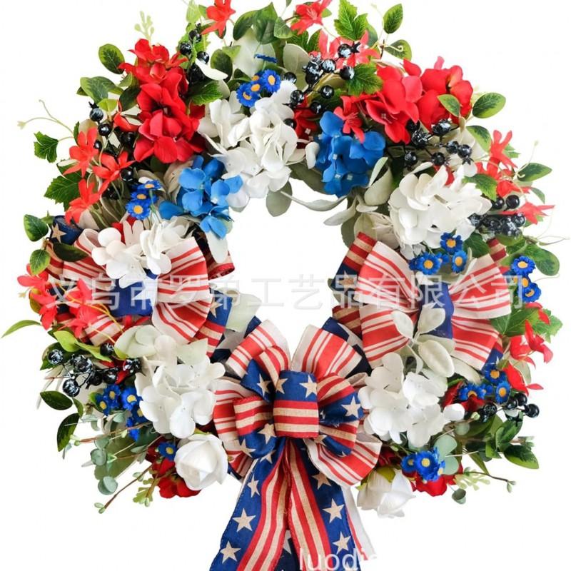 4th Of July Wreath Door Hanging Decoration With USA Flag Patriotic Party Home Outdoor Festive Display
