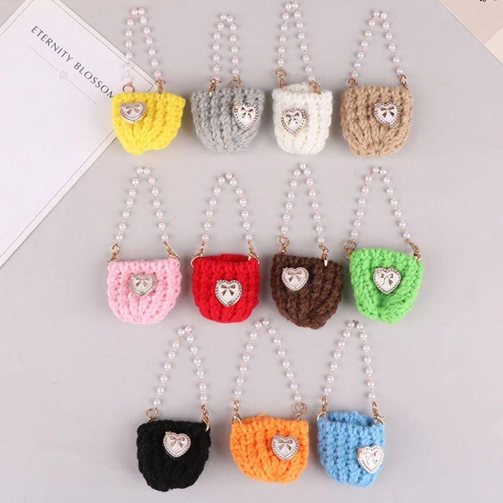 Miniature Doll Knitted Shoulder Bag Crochet Braid Mini Crossbody Doll Bag DIY Toy