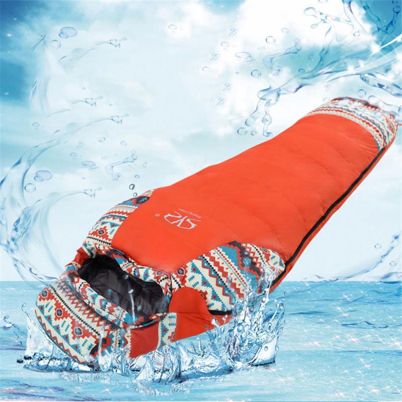 Warm Down Sleeping Bag, Outdoor Ultralight Compact Portable Waterproof Windproof Zippers Sleeping