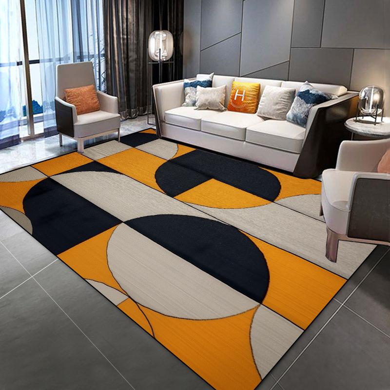 Dark Orange Decoration Carpet Living Room Simple Geometry Carpets Home Sofa Light Luxury Rugs Bedroom Bedside Soft Floor Mat