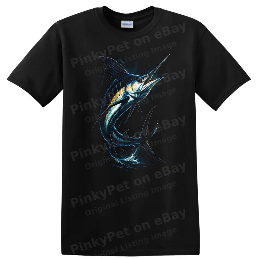Marlin Fish T Shirt Ocean Art Fishing Design Tee for Anglers Lovers