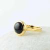 Black Onyx Gemstone Ring, Solid 925 Sterling Silver Ring, Yellow Gold Ring, Handmade Jewelry, Statement Ring, Women Ring