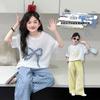 Girls' Summer Short Sleeve Set 2026 New Fashionable Girls' Big Children's Summer Clothes Children's Summer Two Piece Set