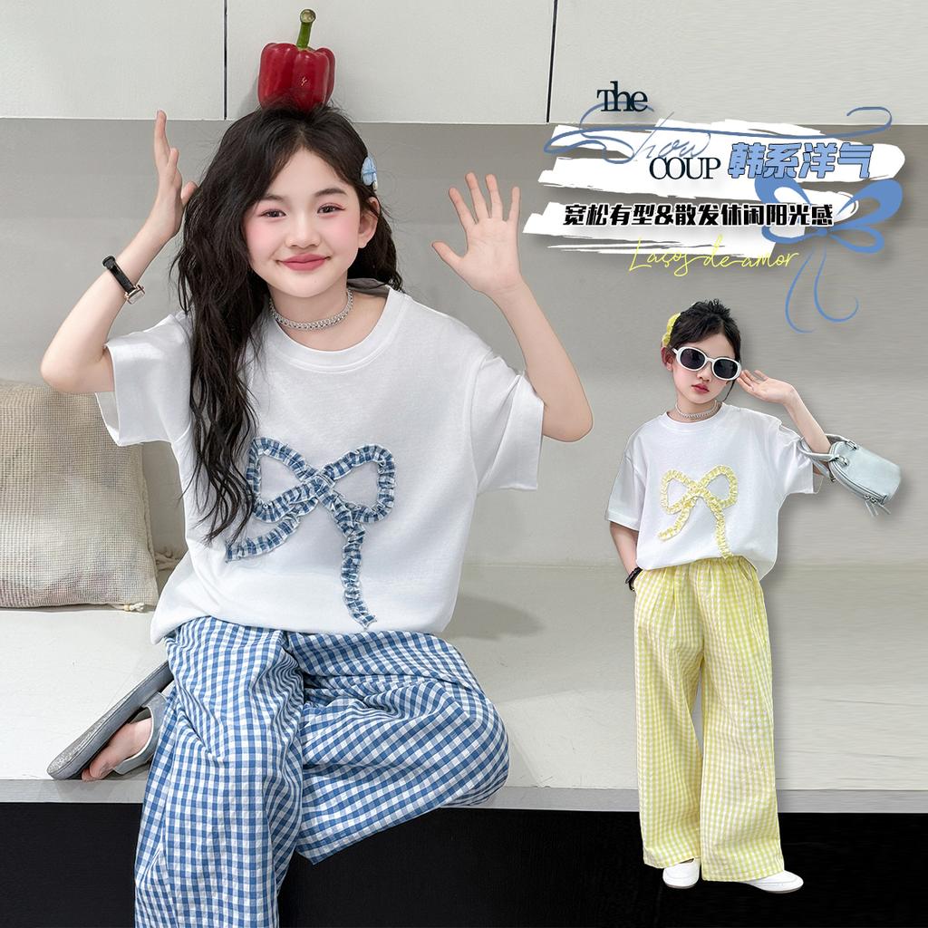 Girls' Summer Short Sleeve Set 2026 New Fashionable Girls' Big Children's Summer Clothes Children's Summer Two Piece Set