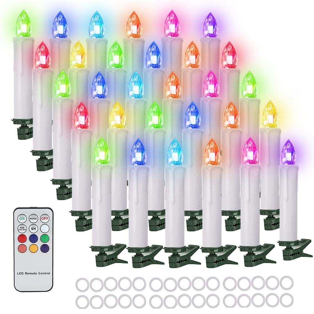 Светодиодные свечи, дистанционное управление с таймером, цветное освещение RGB, водонепроницаемая электронная свеча, свеча для украшения дома, День святого Валентина