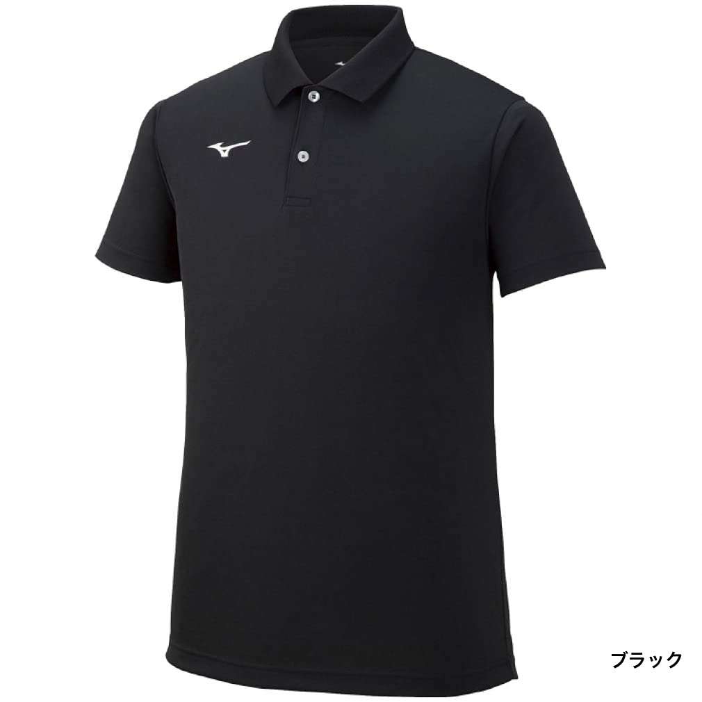 Mizuno Training Polo Size 2XL to Japanese size N-XT Shirt, Moisture-Wicking, Quick-Drying, 32MA9670, Black, Japan, (equivalent 2L)