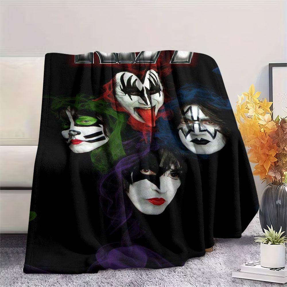 KISS rock band printing Flannel Blanket Bedroom Sofa Camping Warm blanket Gifts for family and friends-MJ002