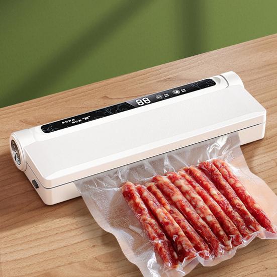 Пищевой вакуумный упаковщик с вакуумными пакетами, цифровой дисплей, сила всасывания 60 кПа, простой в использовании, сухой и влажный, вакуумный упаковщик двойного назначения
