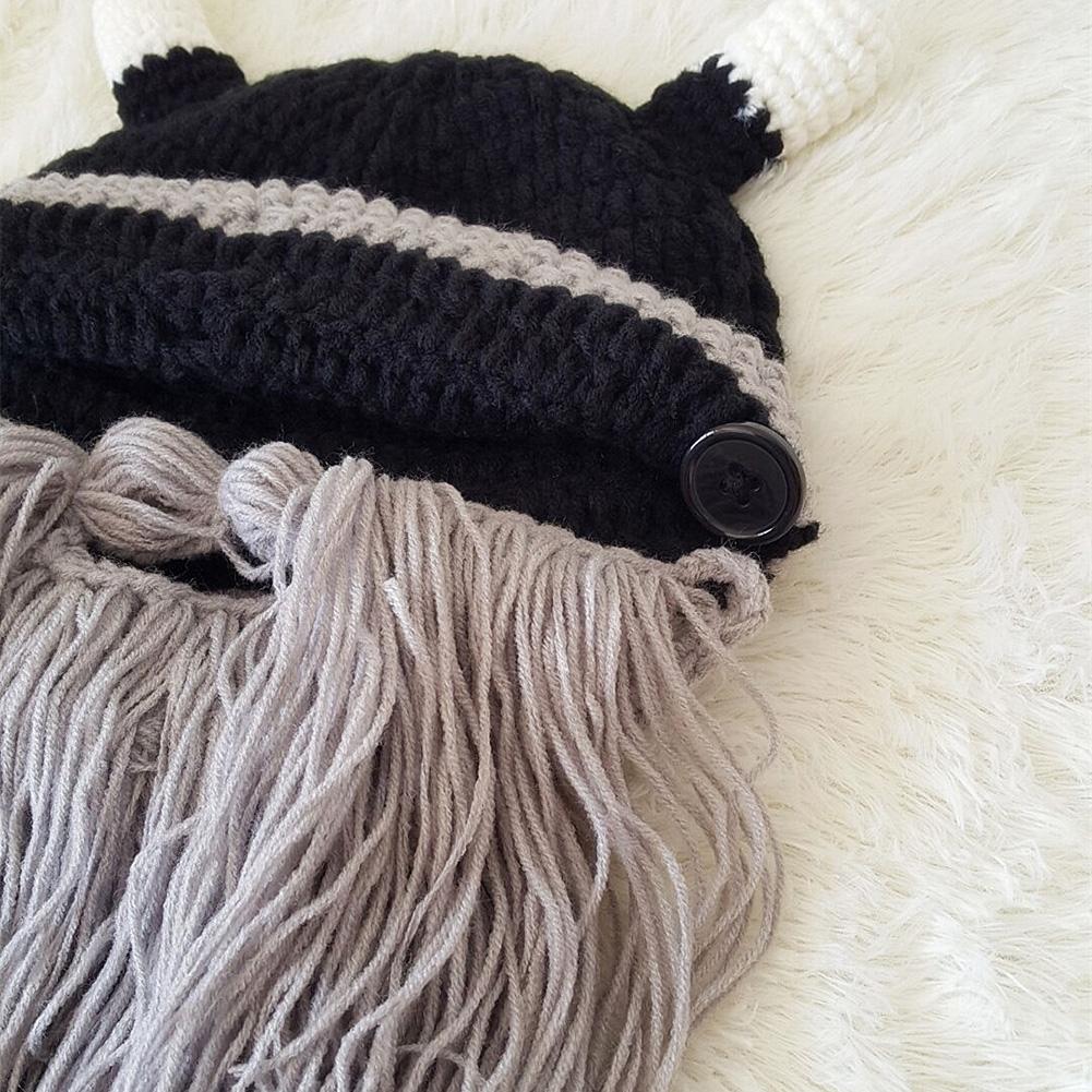 Fashion Creative Wool Knit Ox Horn Beard Hat Warm Comfortable Beanie Hat Halloween Gifts