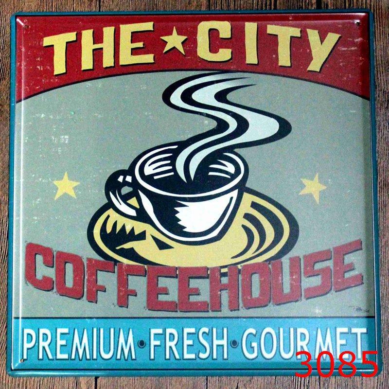 Coffee European Retro Frameless Tin Painting Food Stall Retro Crafts