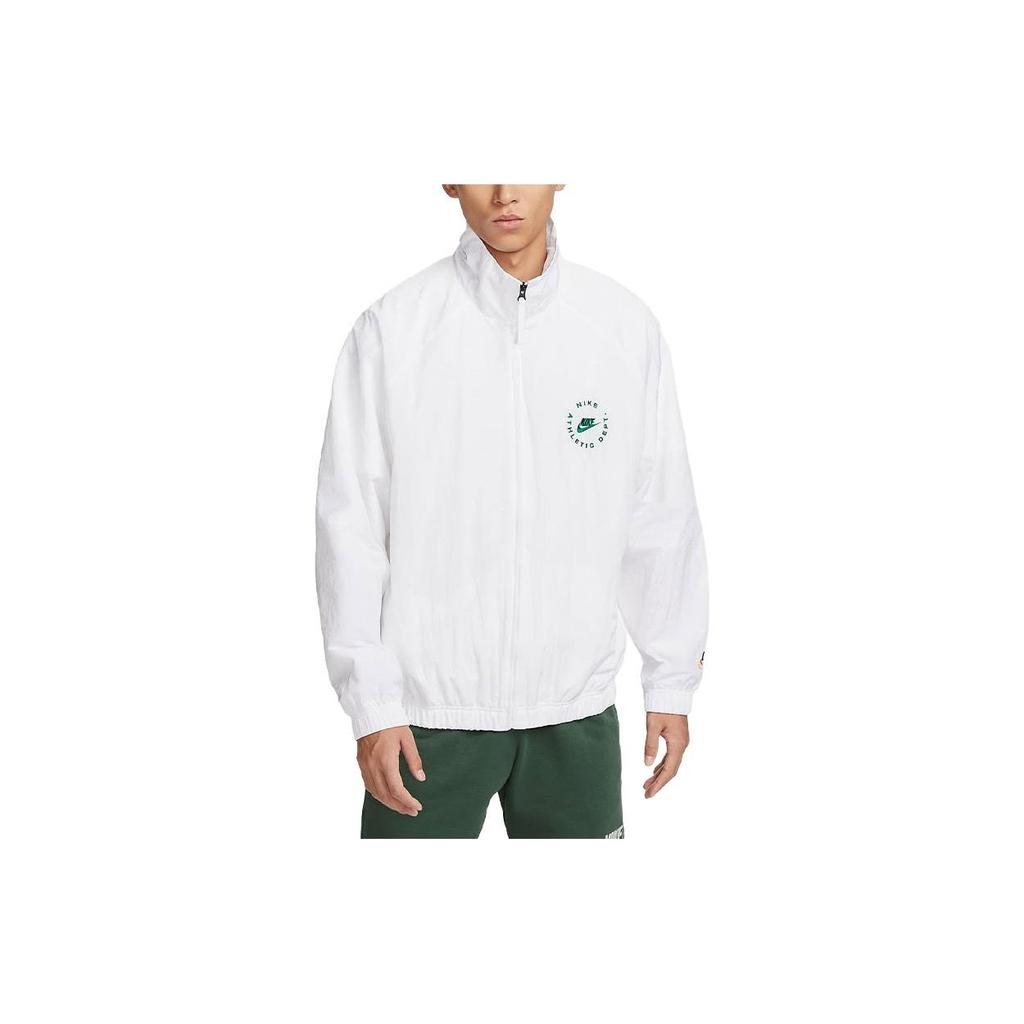 Nike Embroidered Logo Print Woven Jacket Long Sleeve Men Outerwear White FN7233-100