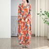 Dimanaf 2025 Women Spring Loose Dress Plus Size Basic Beach Printing Floral Casual Long Vintage Linen Dress