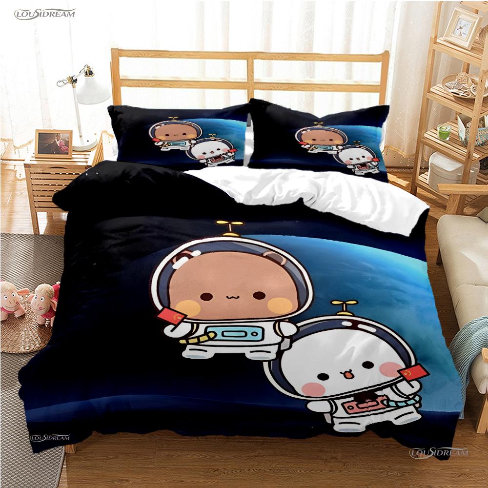 BuBu-Bear Мультяшный Аниме Милый Всесезонный Пододеяльник kawaii Комплект постельного белья Мягкое Покрытие для одеяла и Наволочки Односпальный/Двуспальный/Queen/King