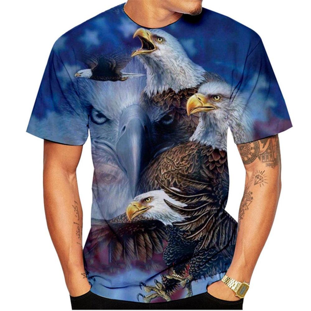 Summer 3D Digital Eagle Printed Tops Fashion Plus Size Short Sleeve T-shirt