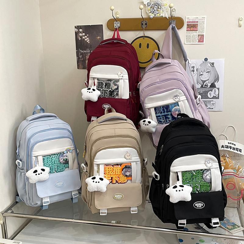 Рюкзак однотонный студенческий большой вместимости школьный рюкзак для отдыха на открытом воздухе для путешествий