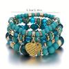 High Quality Women's Hand Accessories Fashionable Bracelet Bohemian Multi-layered Bracelet with Artificial Crystal Heart-shaped Beads Alloy Fashion