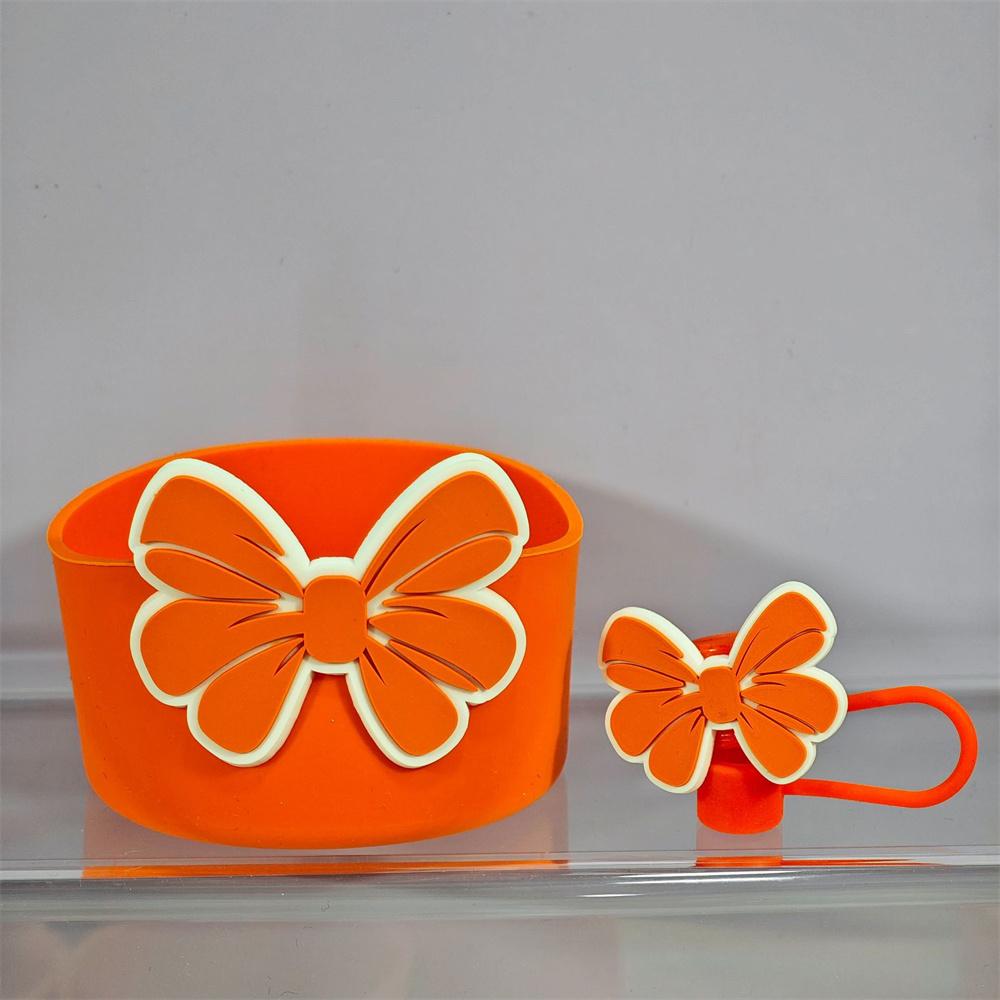 Cute Bow Silicone Boot Bottom Sleeve Cover for Stanley 30/40 OZ Tumbler Cup Protection Case Straw Covers Cap For Stanley Cup