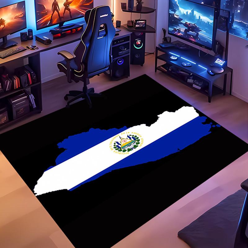 1pc flag of El Salvador Entrance Mat, Non-Slip Mat Area Rug,Room Decor, Outdoor Decor, Kitchen Rug,Doormat - Machine Washable, Easy to Clean