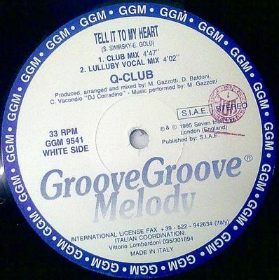 12-дюймовая пластинка Q-CLUB - Tell It To My Heart GGM9541 Groove Groove M 1995 Италия Танцевальная и Электронная Музыка Б/У