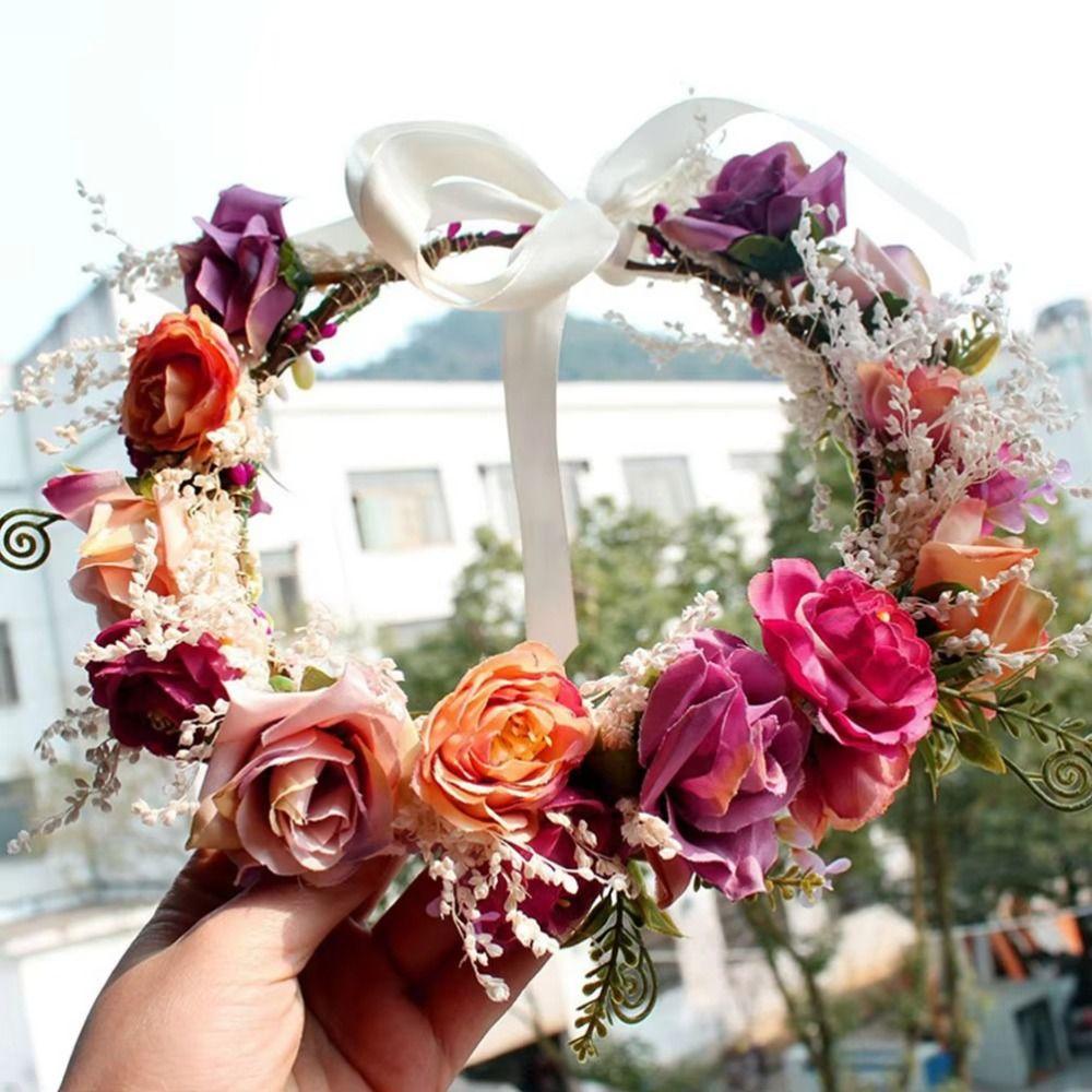 Elegant Floral Headband Floral Boho Bridal Wreaths Girl Hair Accessories Flower Crown Beach Party