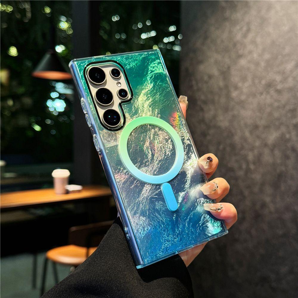 Подходит для чехла для мобильного телефона Samsung S25 Высококлассный цветной градиент S24fe Узор «Ледник» Чехол с магнитной фиксацией S23plus Защита от падений