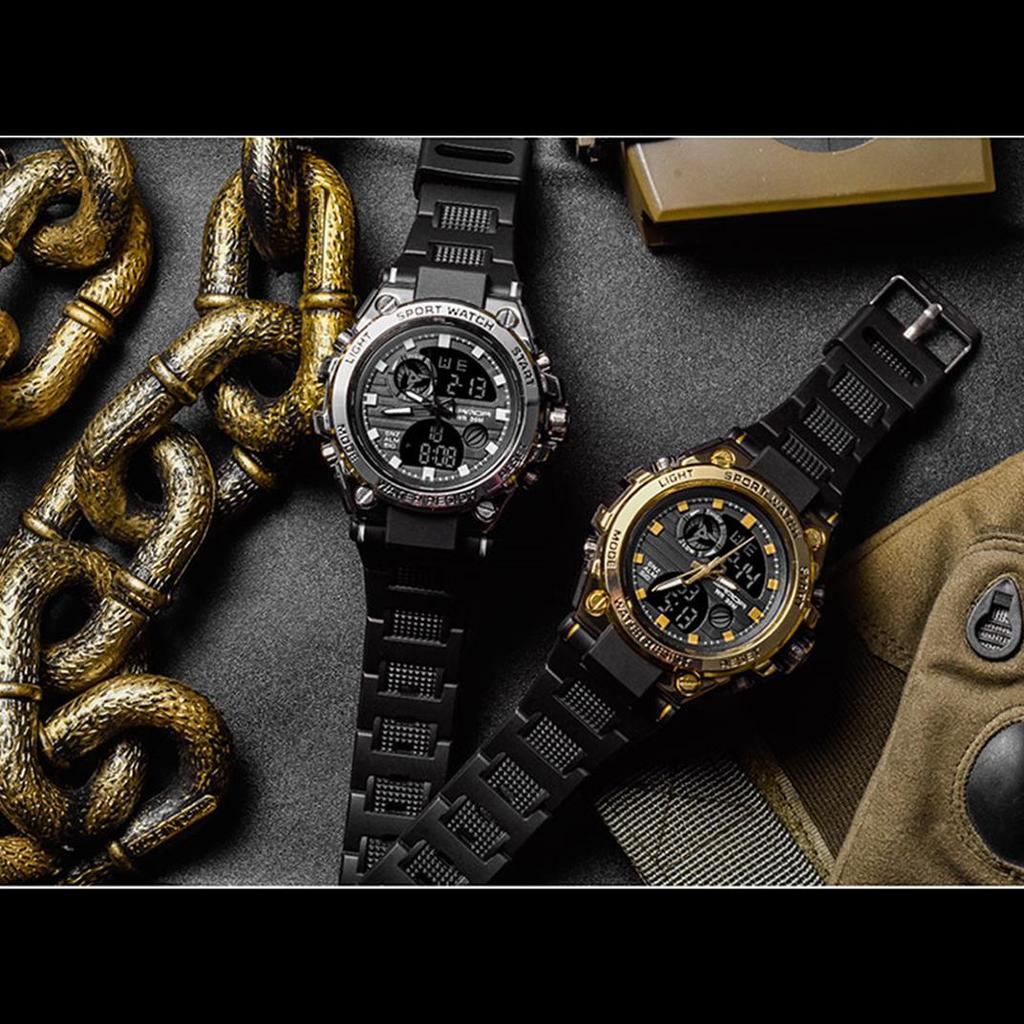 SANDA Модные многофункциональные специальные солдатские часы, мужские водонепроницаемые ночные часы с двойным шоу, фэнтезийные спортивные электронные часы