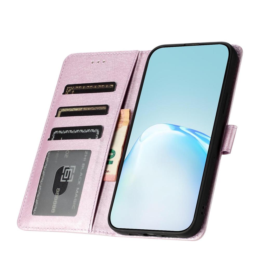 Classics Smooth Silk Leather Phone Wallet Case Book Kickstand For iPhone Samsung Xiaomi Redmi Google Moto Pro Solid Girls Magnetic Card Flip Cover Bag